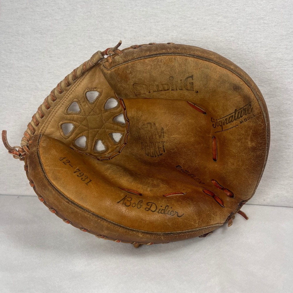 Vintage Spalding 1308 Didier Catchers Mitt Leather Baseball Glove Signature Mode